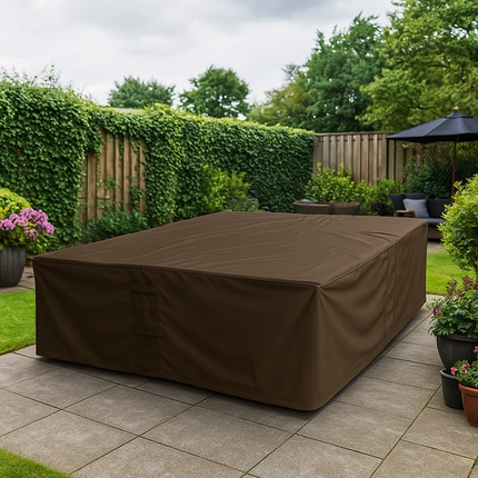 Rechteckige 600D Schutzhülle für Gartenmöbel – Luxus Dunkelbraun