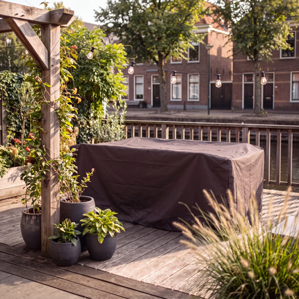 600D Schutzhülle für Gartentisch – Luxus Dunkelbraun