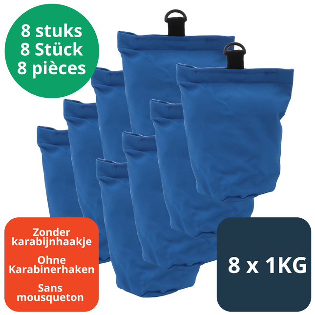 Blaue Sandsäcke - Set mit 8 Stück à 1 kg - Ohne Karabinerhaken
